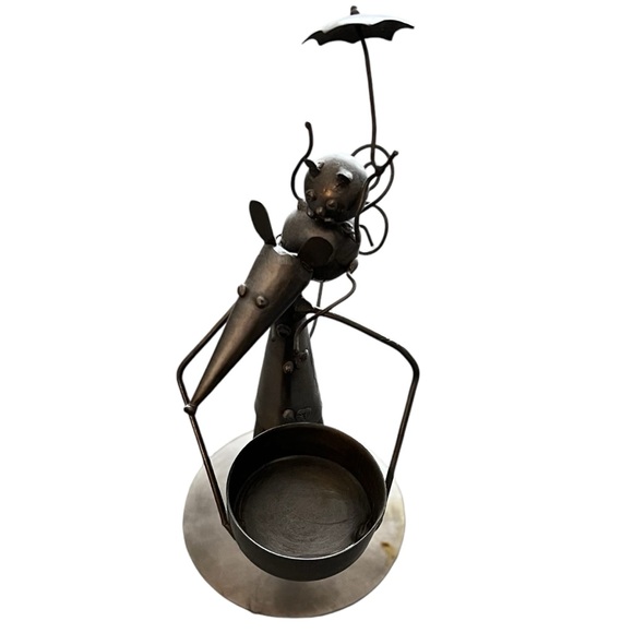 Tin Metal Abstract Comical Mouse Mice Votive Tea Light Candle Holder - Picture 5 of 9